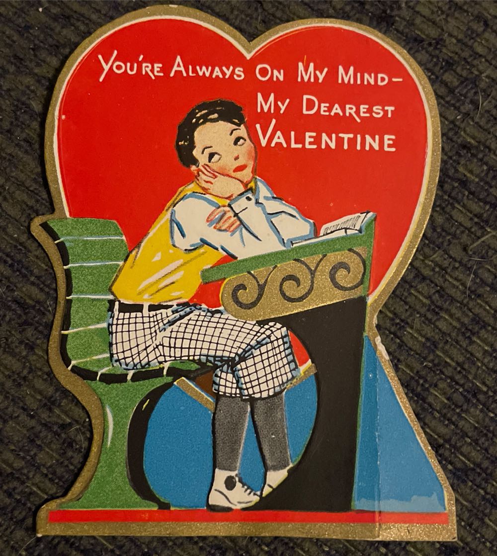 AC - Valentine - Boy At School Desk - Flat (Valentine) ornament collectible - Main Image 1