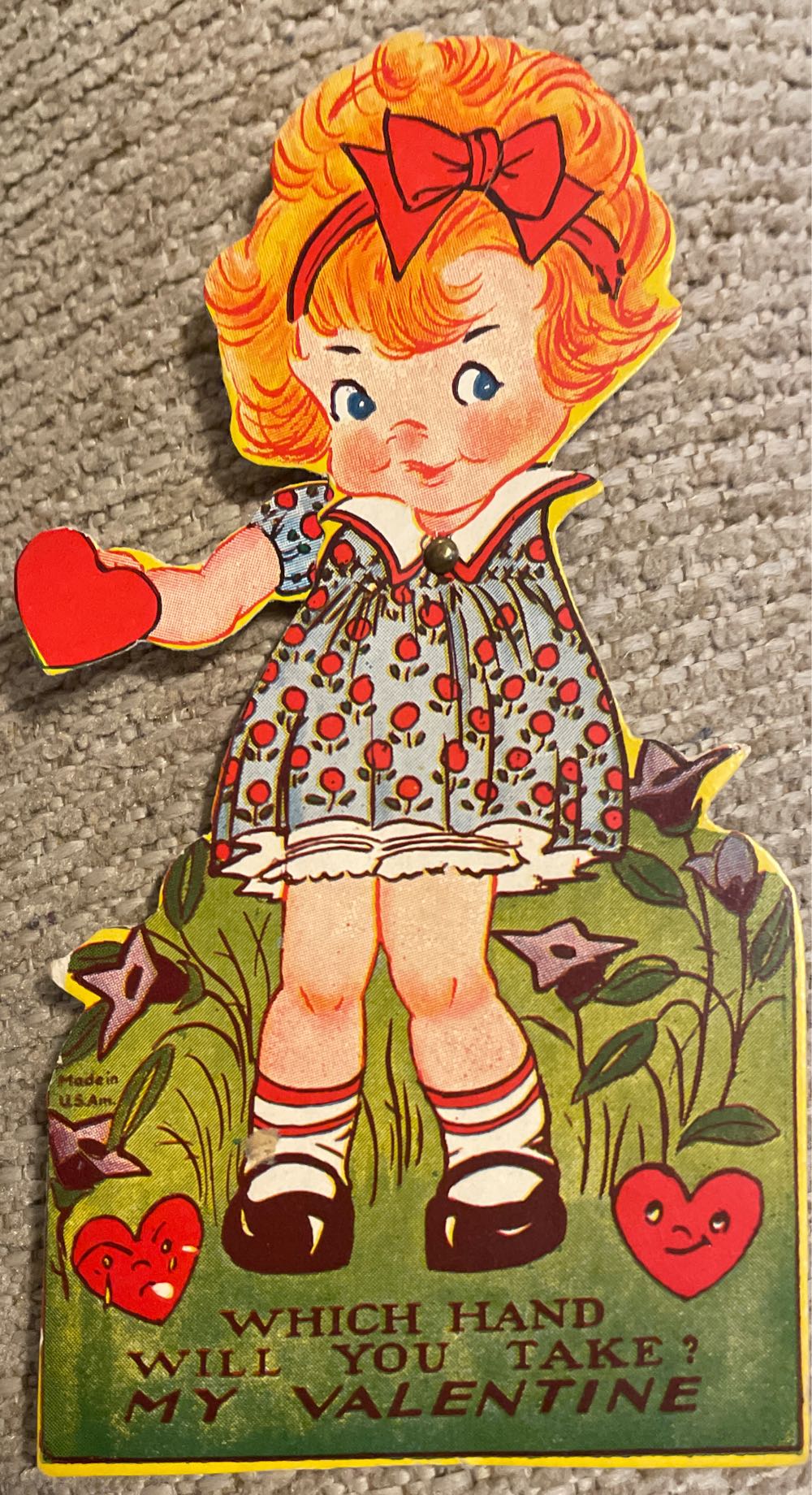 Valentine - Mechanical - Girl Raises Arms - Flat - Mechanical (Valentine) ornament collectible - Main Image 2