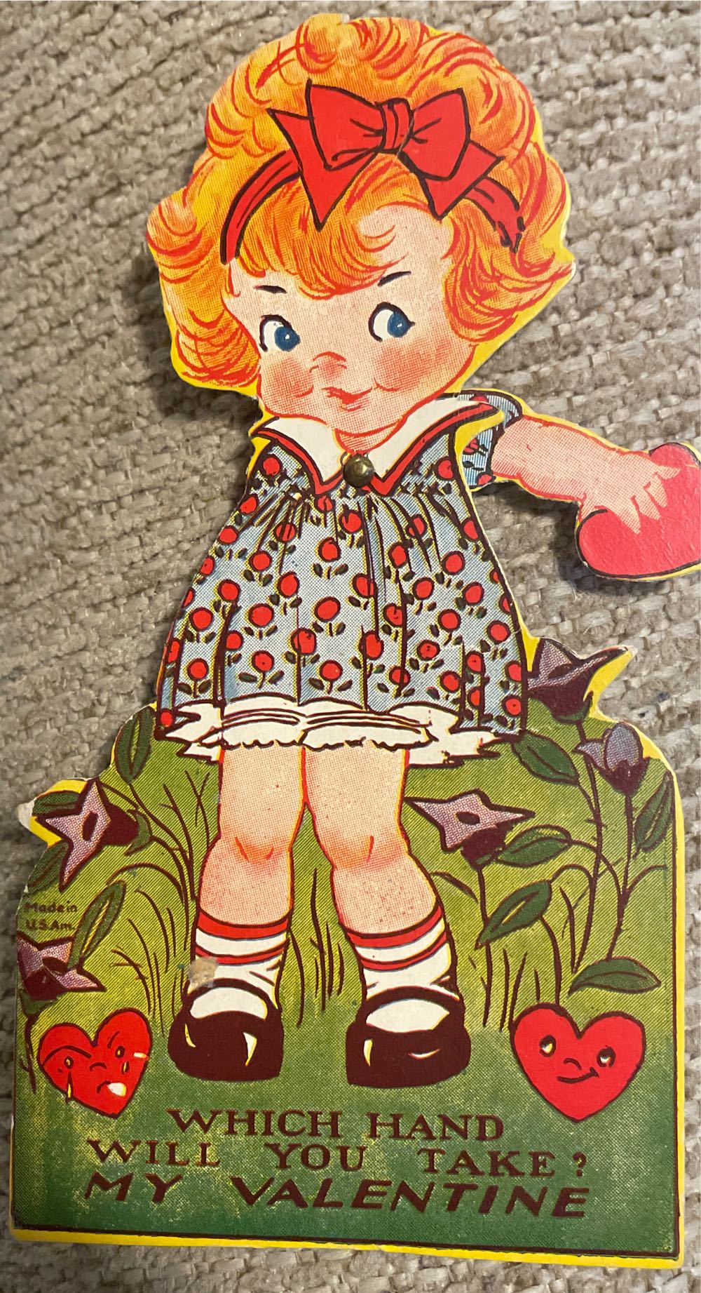 Valentine - Mechanical - Girl Raises Arms - Flat - Mechanical (Valentine) ornament collectible - Main Image 3