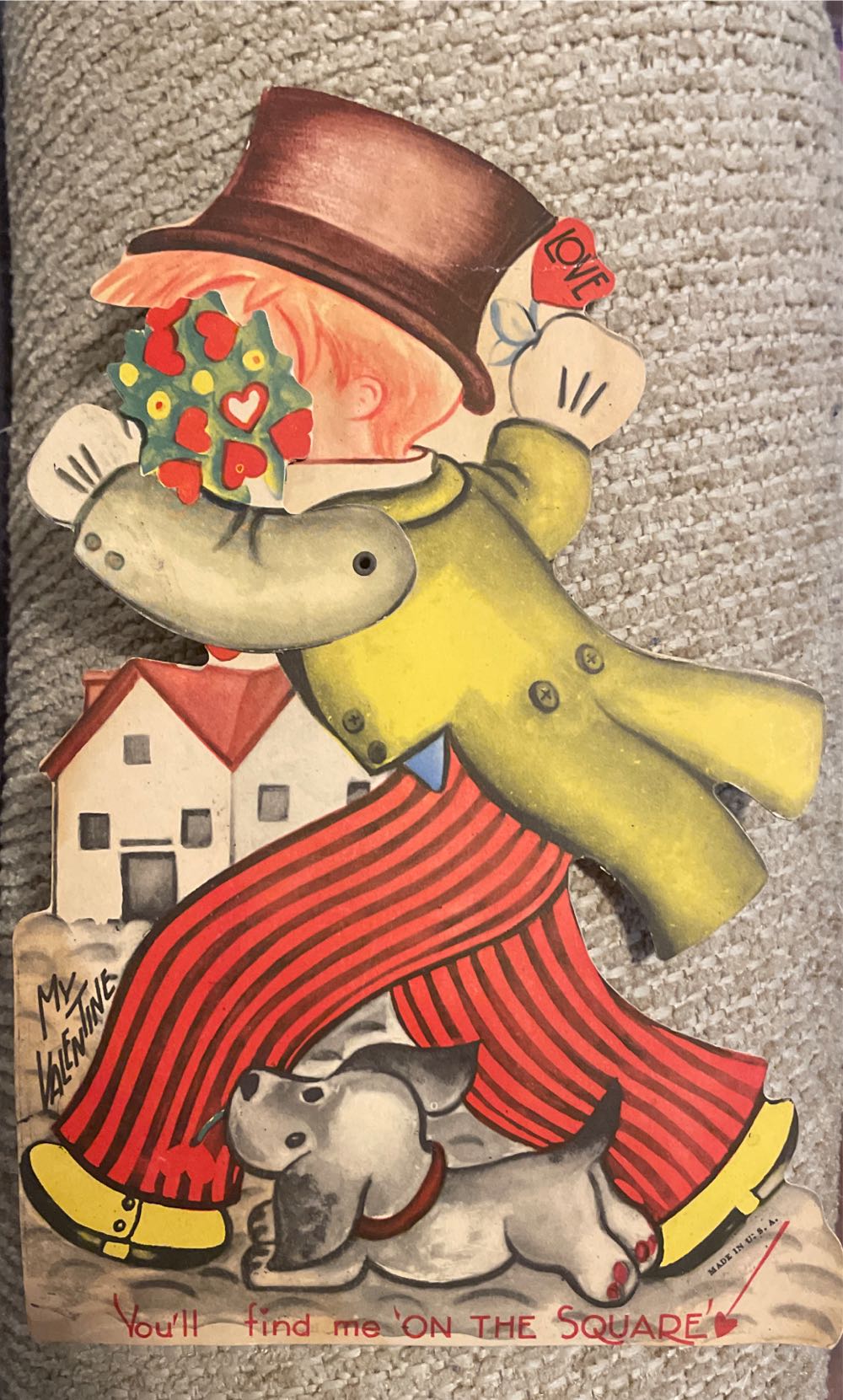 Valentine - Mechanical - Boy Holding Flowers - Flat - Mechanical (Valentine) ornament collectible - Main Image 2