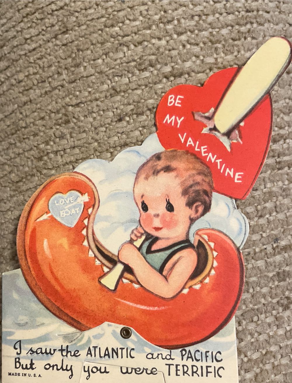 Valentine - Mechanical - Boy In Canoe - Flat - Mechanical (Valentine) ornament collectible - Main Image 2