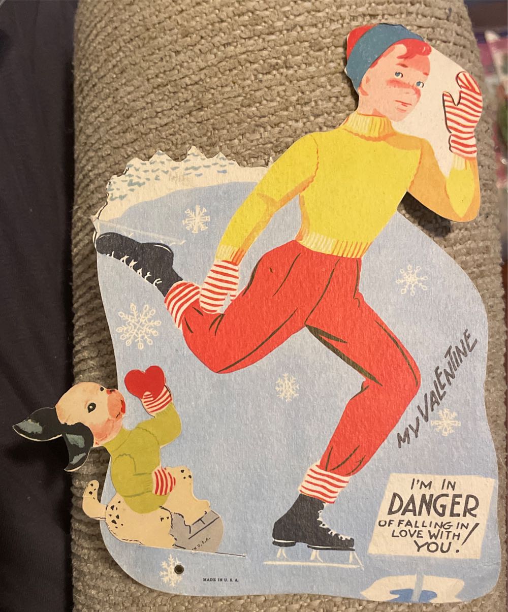 Valentine - Mechanical - Boy And Dog Ice Skating - Flat - Mechanical (Valentine) ornament collectible - Main Image 2