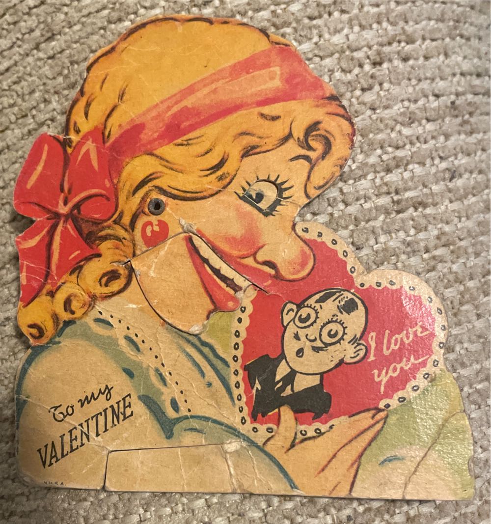 Valentine - Mechanical - Lady Smiling Holding Valentine - Flat - Mechanical (Valentine) ornament collectible - Main Image 2