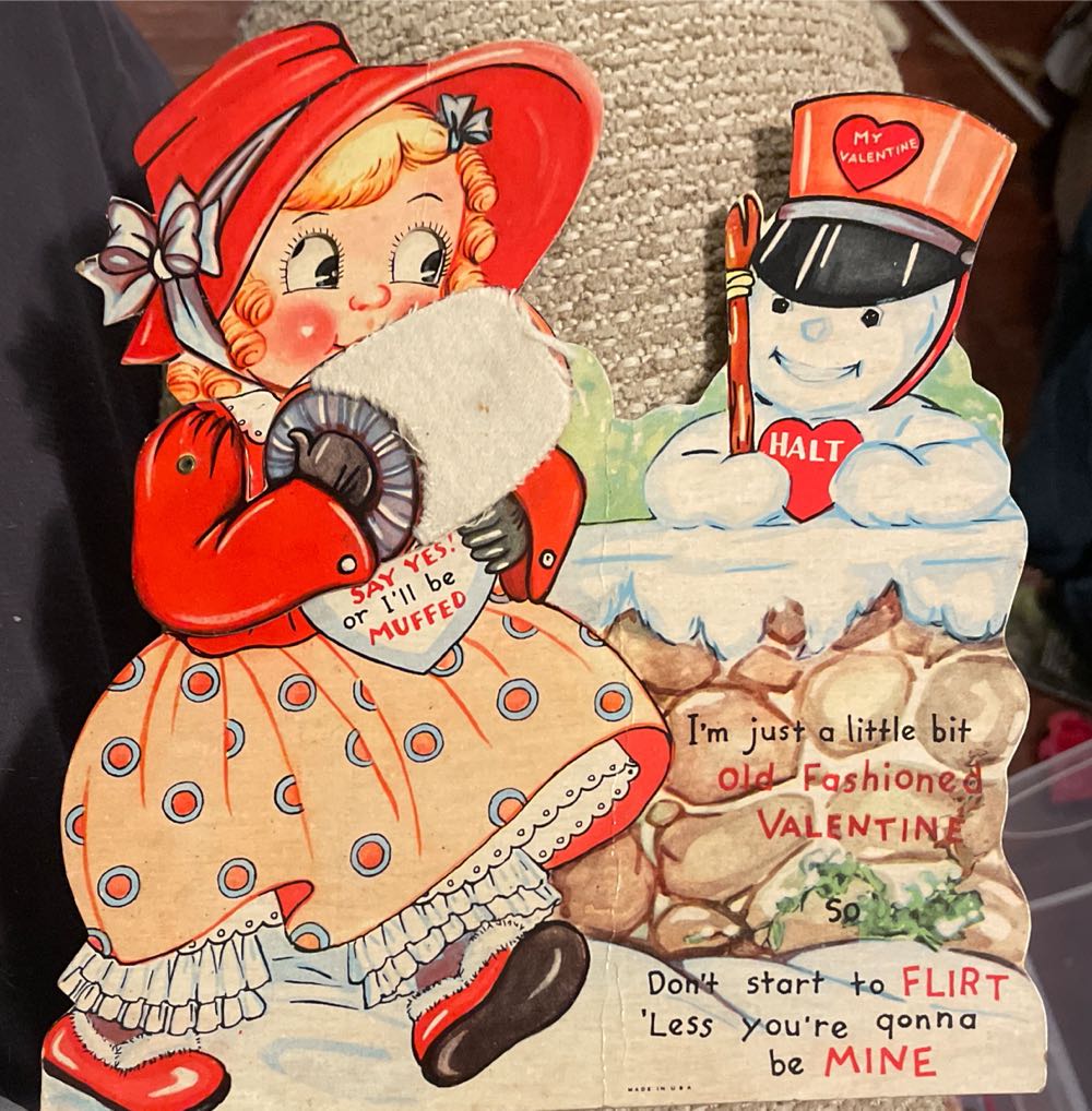 Valentine - Mechanical - Girl With Muff In Winter - Flat - Mechanical (Valentine) ornament collectible - Main Image 2