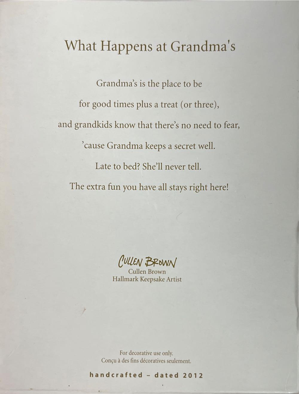 What Happens At Grandmas Hallmark Christmas Ornament - Grandma ornament collectible [Barcode 795902252236] - Main Image 2