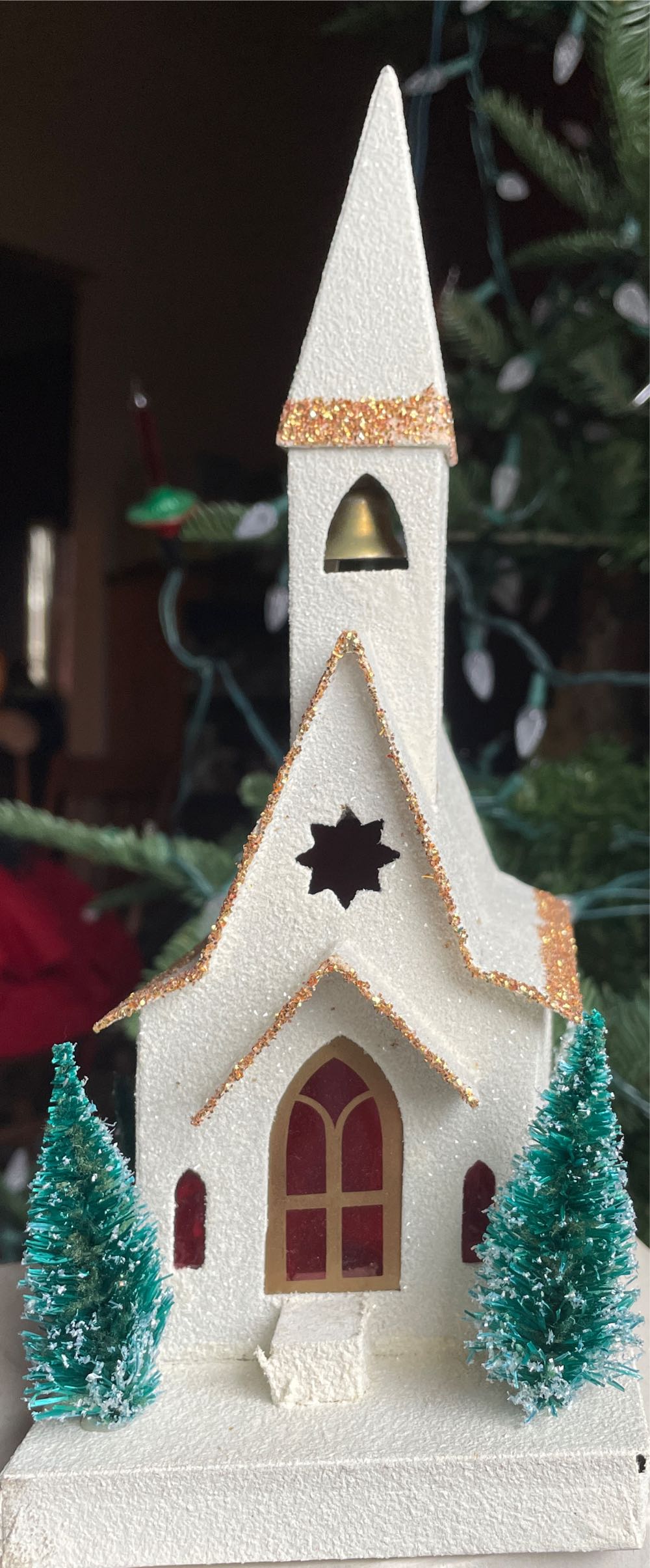 Putz - Glitter Christmas Church - 50-4050 - Church (Putz Village) ornament collectible - Main Image 2