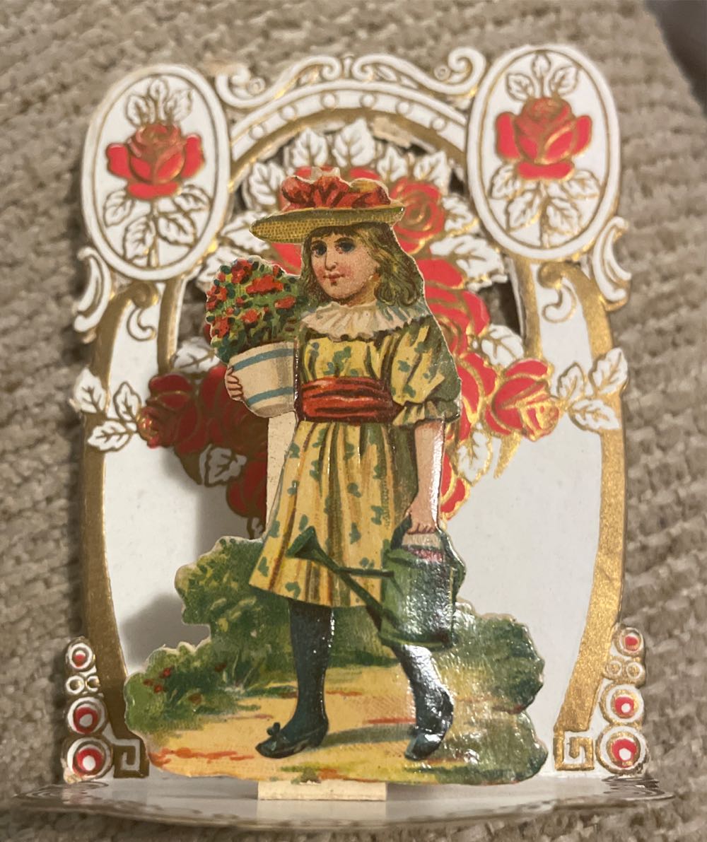 Valentine - Dimensional - Girl Holding Red Flowers And Watering Can - Dimensional - Two Layers (Valentine) ornament collectible - Main Image 2