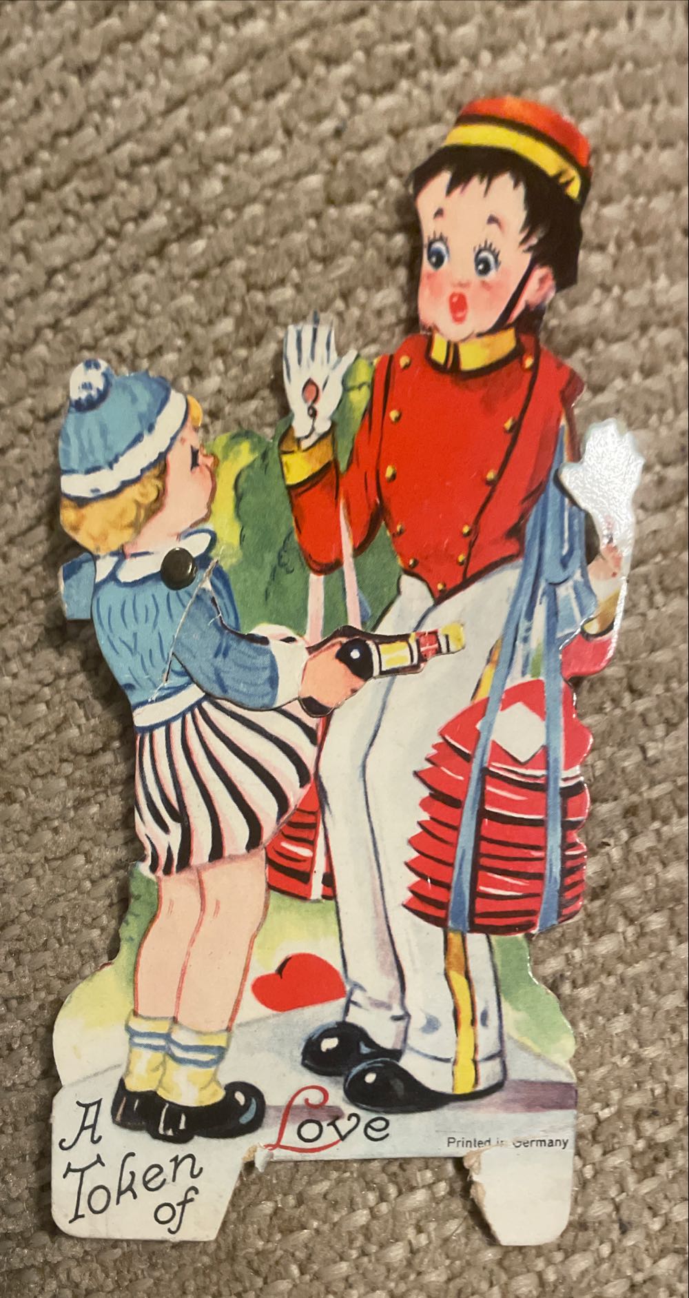 Valentine - Flat - Mechanical - Girl Holding Up Bell Hop - Mechanical (Valentine) ornament collectible - Main Image 2