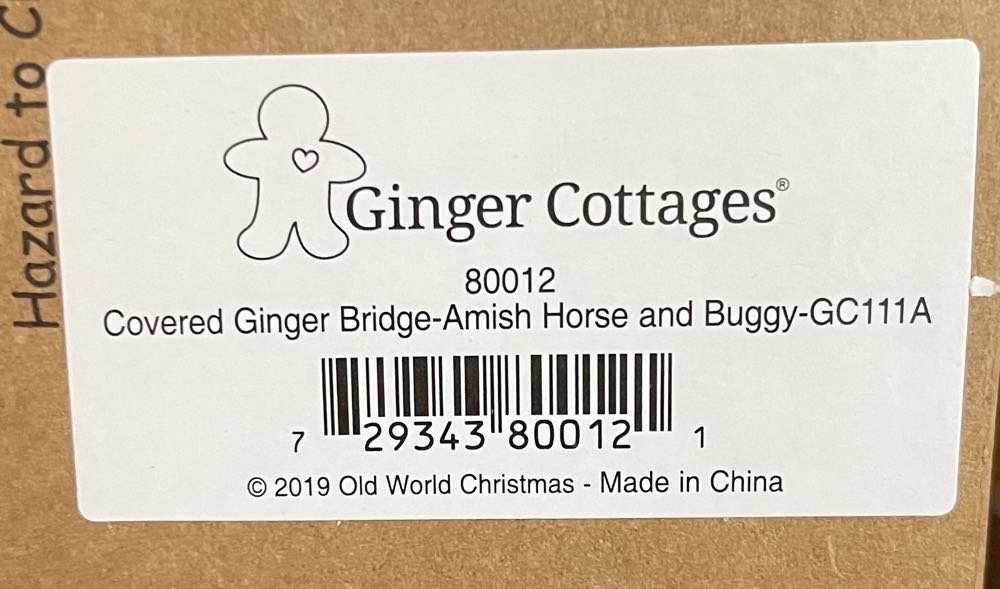 80012 (GC111A)- Ginger Cottages - Covered Ginger Bridge - Amish Horse And Buggy  ornament collectible - Main Image 2