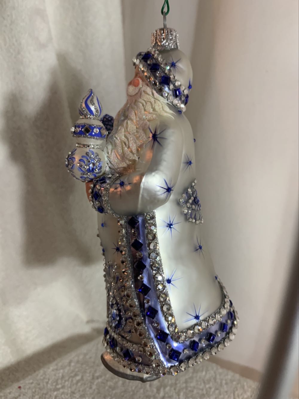 Casimire Claus, Silver: Blue & Peacock - Casimire Claus (Santa) ornament collectible - Main Image 3