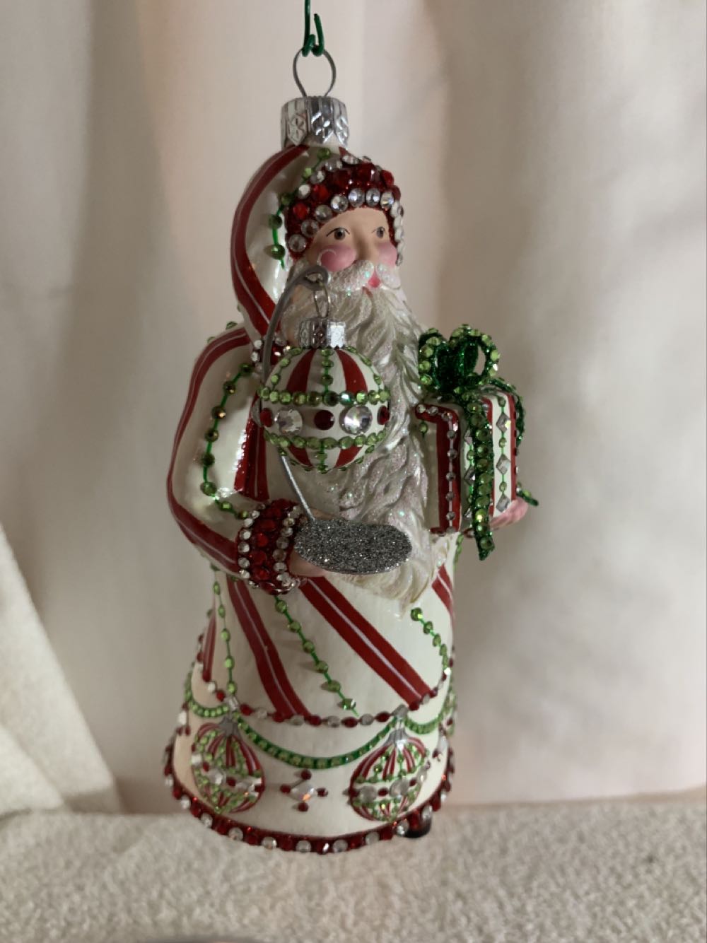 Decorating! Red, White, & Green, Stripes - Decorating! (Santa) ornament collectible - Main Image 2