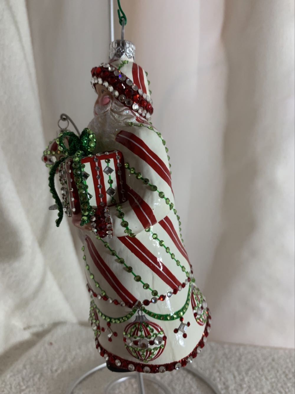 Decorating! Red, White, & Green, Stripes - Decorating! (Santa) ornament collectible - Main Image 3