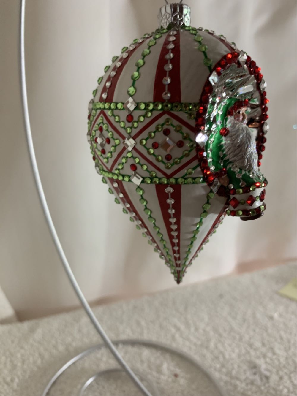 Courtauld Reflector, Pearl: Red & Green Stripe - Courtauld Reflector (Christmas Tree Ornament) ornament collectible - Main Image 2