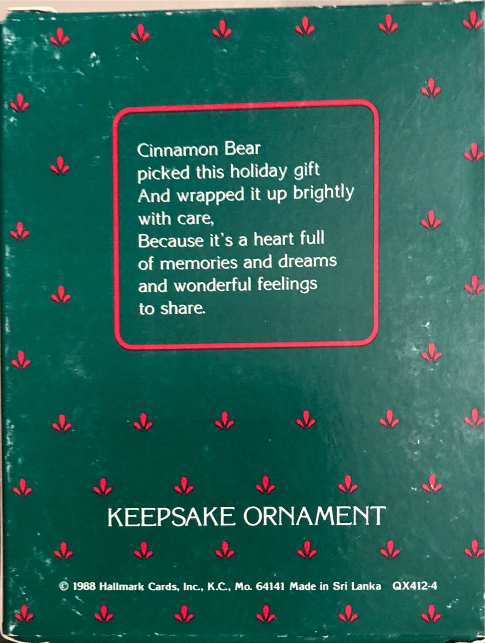 Cinnamon Bear #6 - Cinnamon Bear (Teddy Bear- Valentine) ornament collectible - Main Image 3