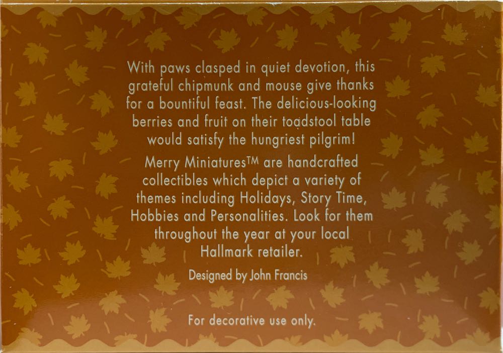 Giving Thanks - Merry Miniatures - Merry Miniatures A Collection Of Charm (Thanksgiving - Holidays 1996) ornament collectible [Barcode 015012307979] - Main Image 4