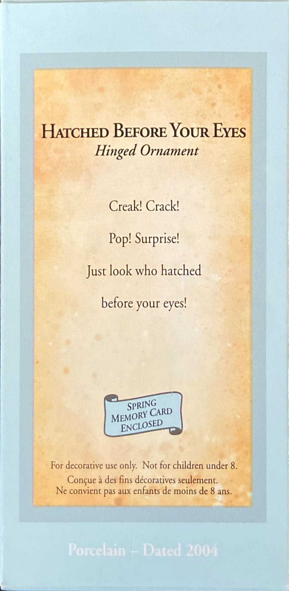 Hallmark Keepsake. Spring. 2004. Hatched Before Your Eyes. - Easter (Hatched Before Your Eyes) ornament collectible [Barcode 015012785838] - Main Image 2