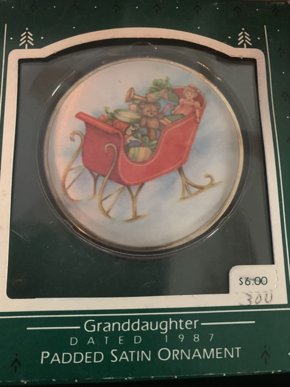 1987 Padded Satin Granddaughter   ornament collectible - Main Image 1