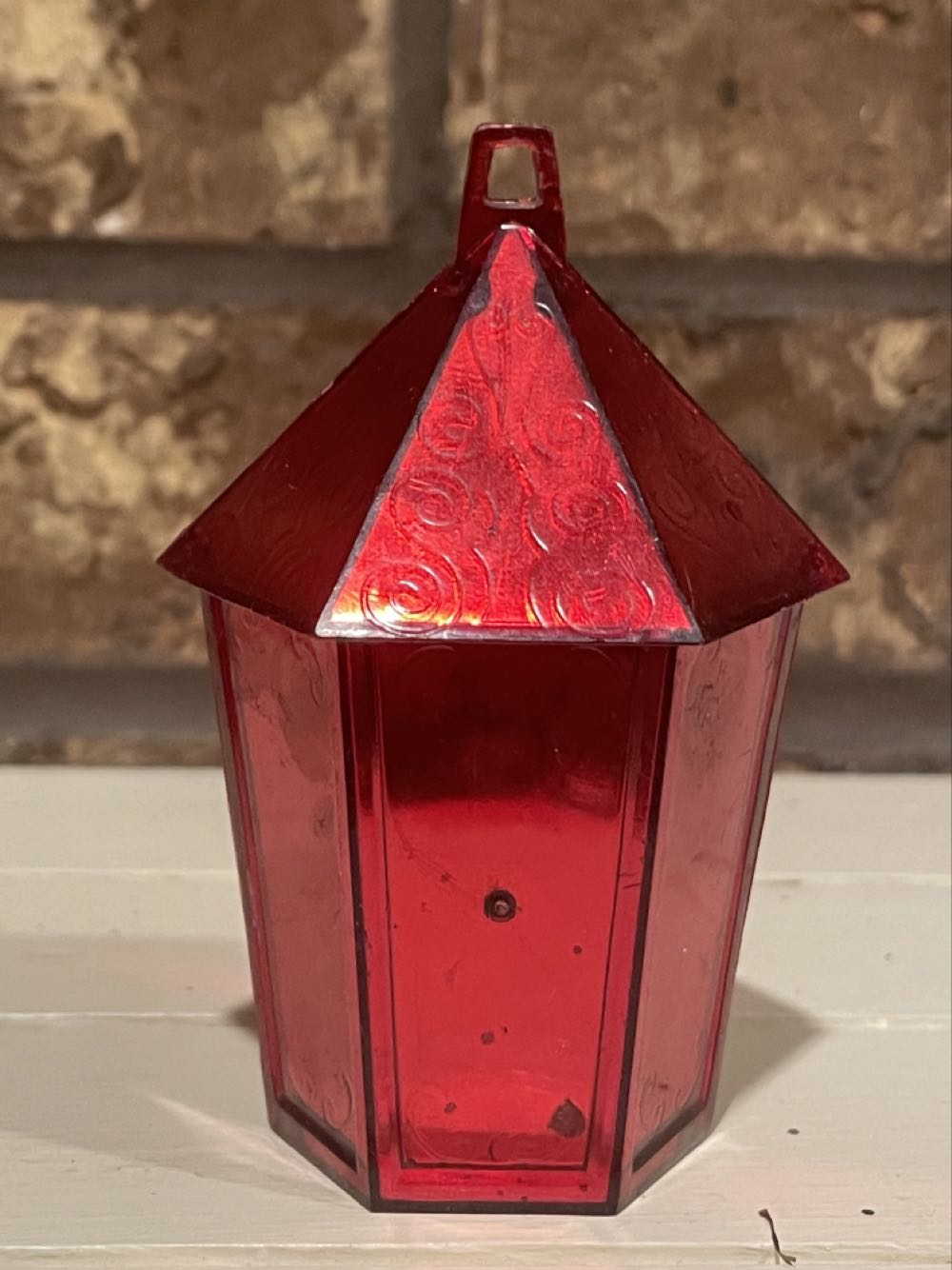 Jewelbrite - Lantern - White Flower & Red Candle - Lantern (3-D Diorama) ornament collectible - Main Image 2