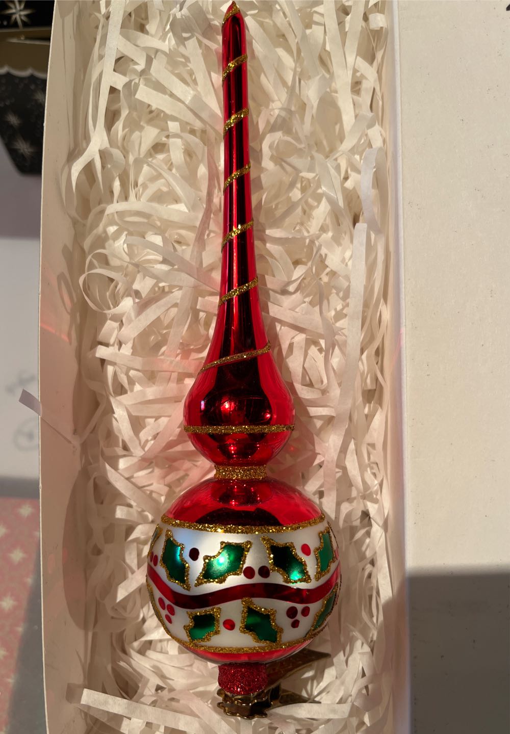 Boughs Of Holly Mini Finial Clip - Finial ornament collectible - Main Image 1