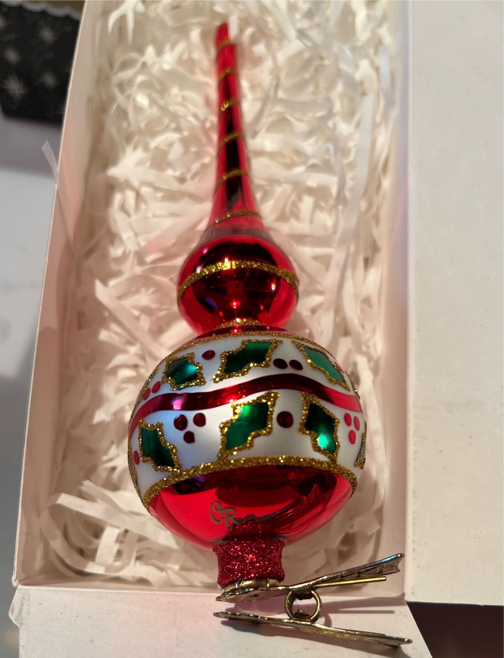 Boughs Of Holly Mini Finial Clip - Finial ornament collectible - Main Image 2