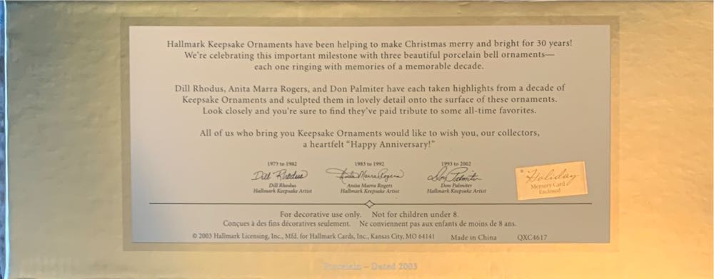 Commemorative Bells 30 Th Anniversary 2003  ornament collectible - Main Image 2