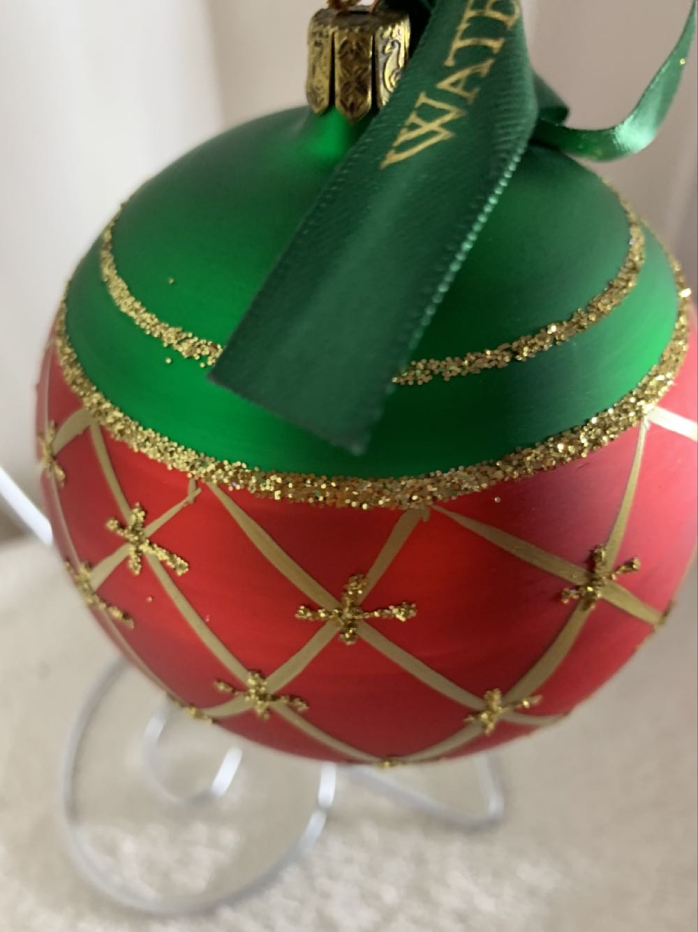 Diamond Cut Ball, Red  (Christmas Tree Ornament) ornament collectible - Main Image 2