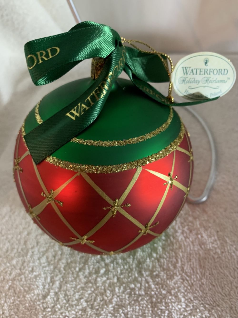 Diamond Cut Ball, Red  (Christmas Tree Ornament) ornament collectible - Main Image 3
