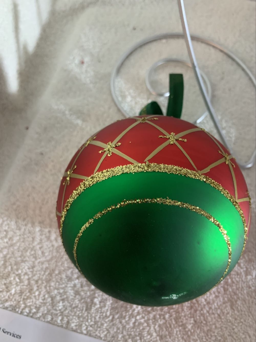 Diamond Cut Ball, Red  (Christmas Tree Ornament) ornament collectible - Main Image 4