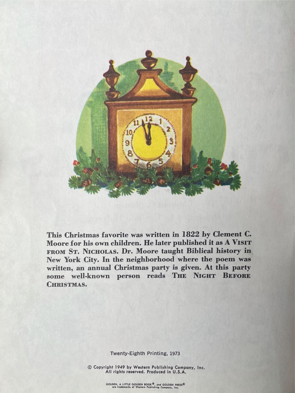 Book - The Night Before Christmas - 1973 - Little Golden Book (By Clement C. Moore) ornament collectible - Main Image 3