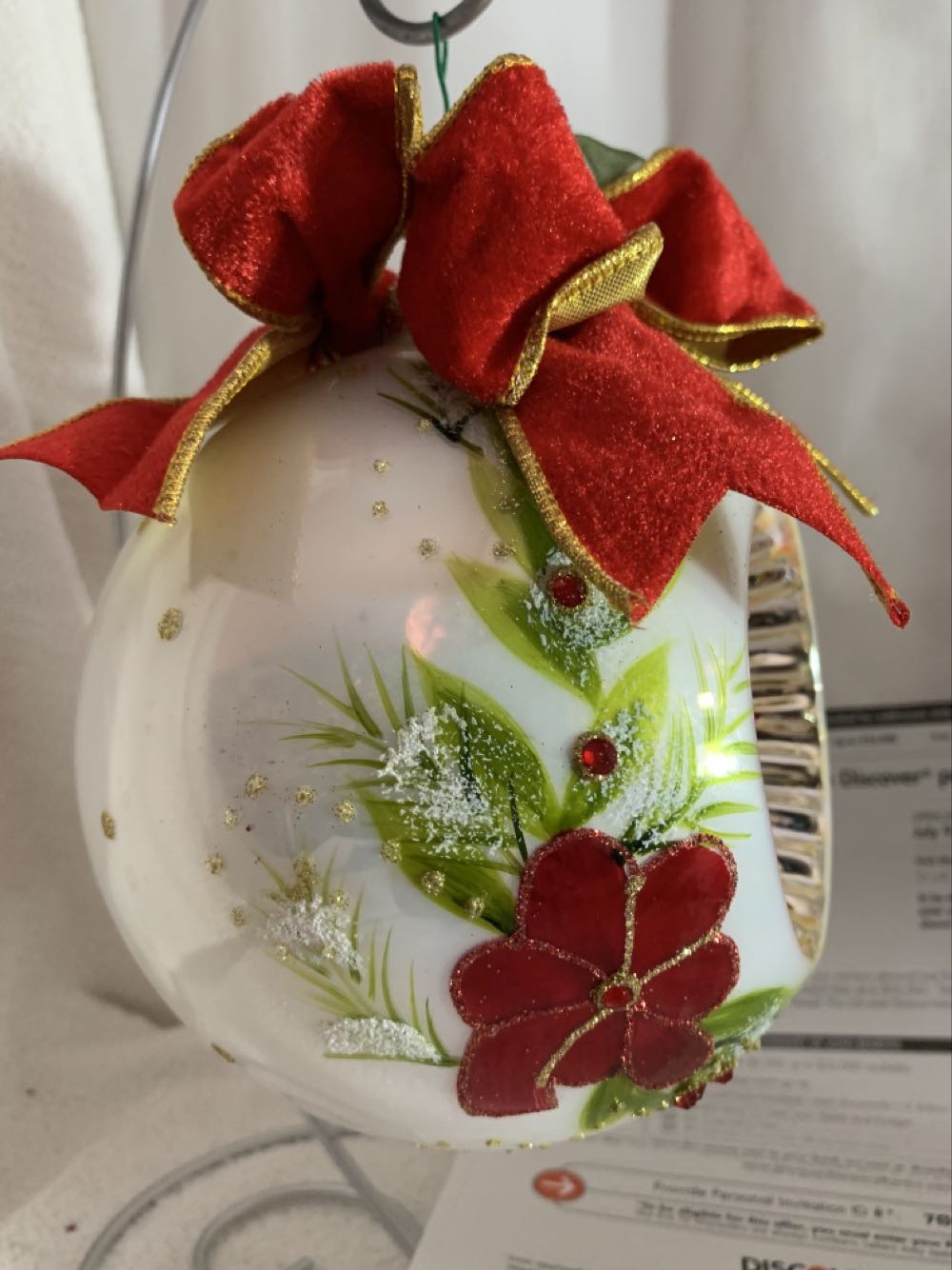 White W/ Red Relfector  (Flowers) ornament collectible - Main Image 2