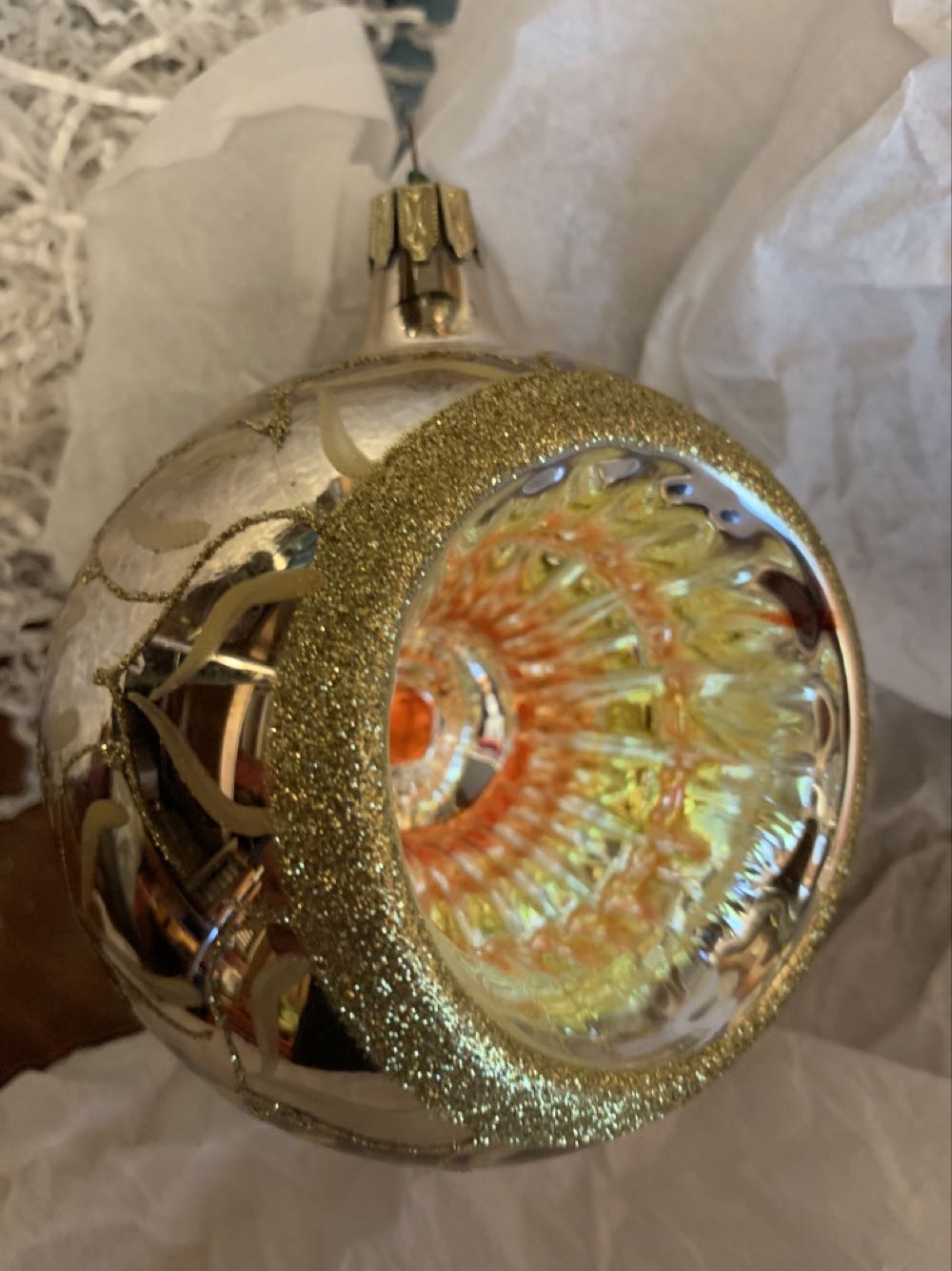 Large Italian Reflector, Gold  (Christmas Tree Ornament) ornament collectible - Main Image 2