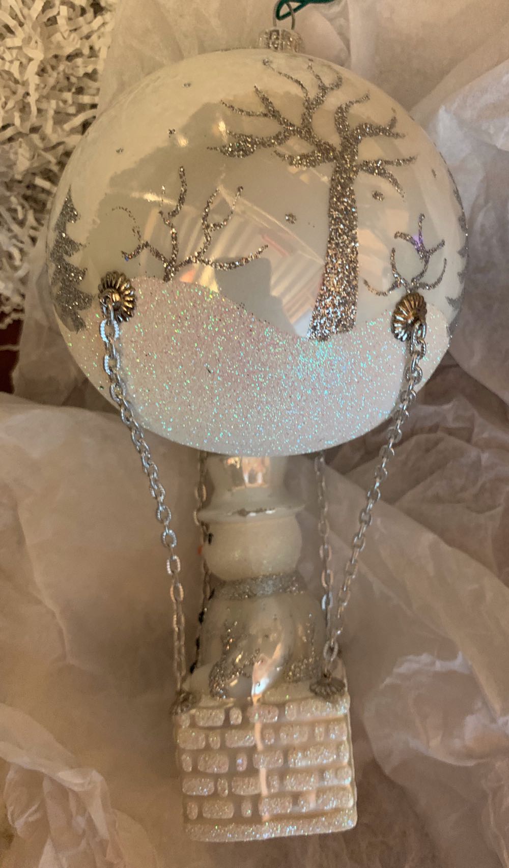 White Snowman In Air Balloon  (Air Balloon) ornament collectible - Main Image 3