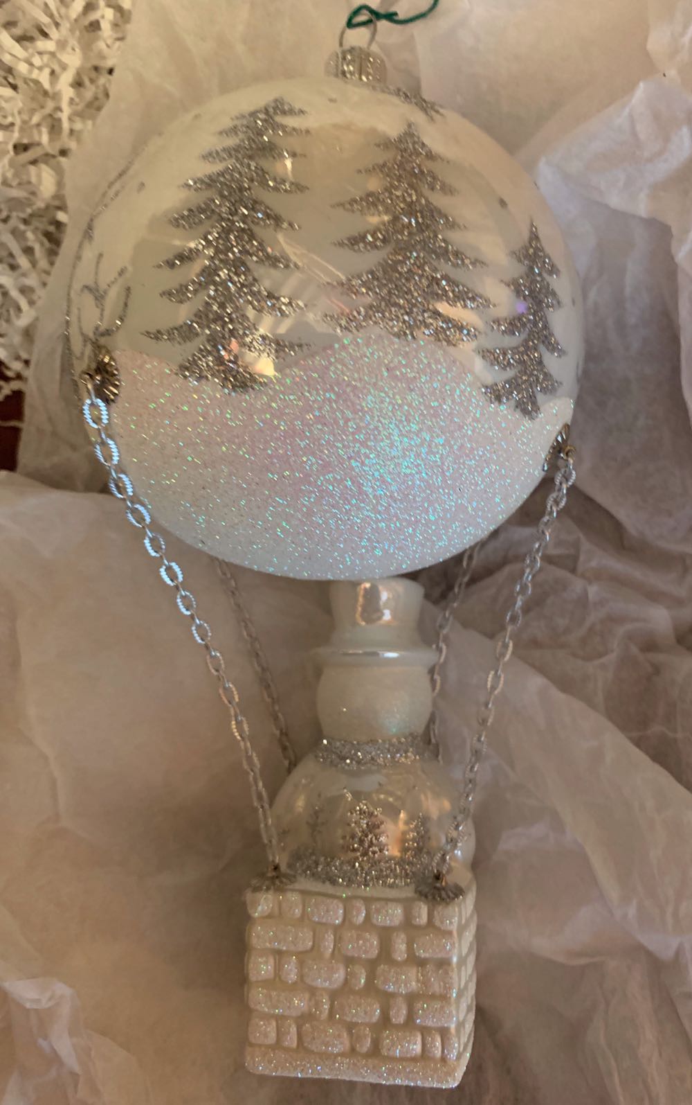 White Snowman In Air Balloon  (Air Balloon) ornament collectible - Main Image 4