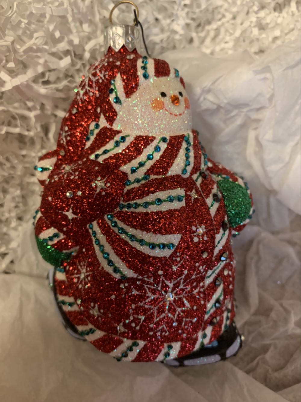 Brinker Snowman, Red & Glittered, TBA  (Snowman) ornament collectible - Main Image 2