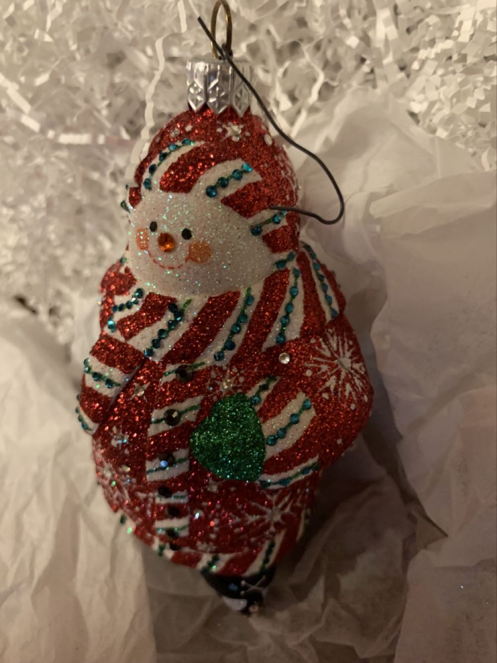 Brinker Snowman, Red & Glittered, TBA  (Snowman) ornament collectible - Main Image 3