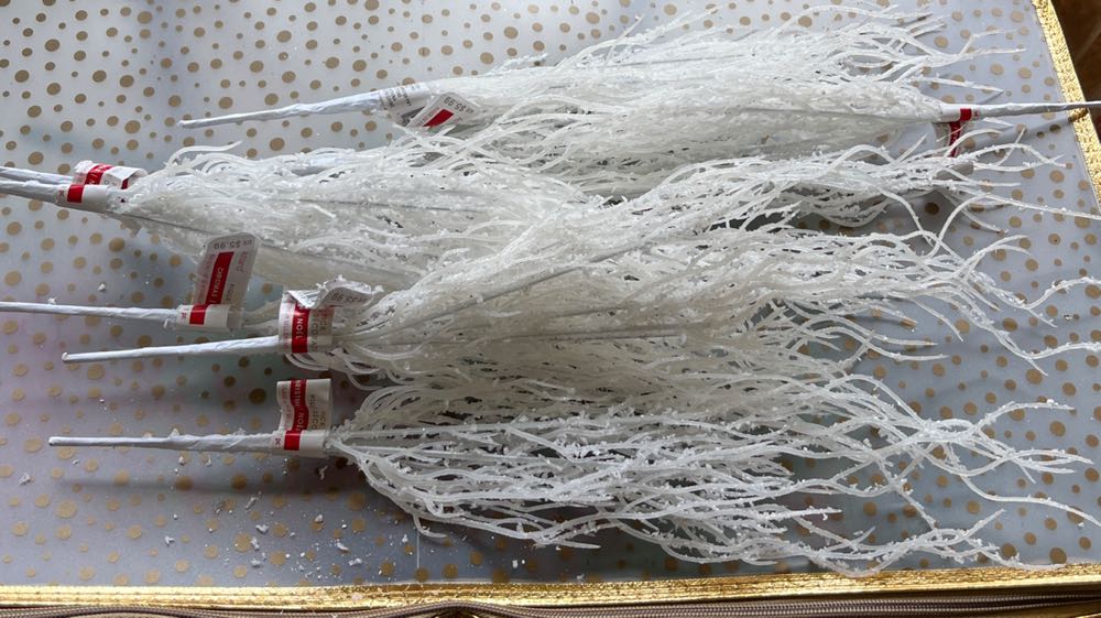 White Glitter And Snow Flocked Stems - Picks ornament collectible - Main Image 4