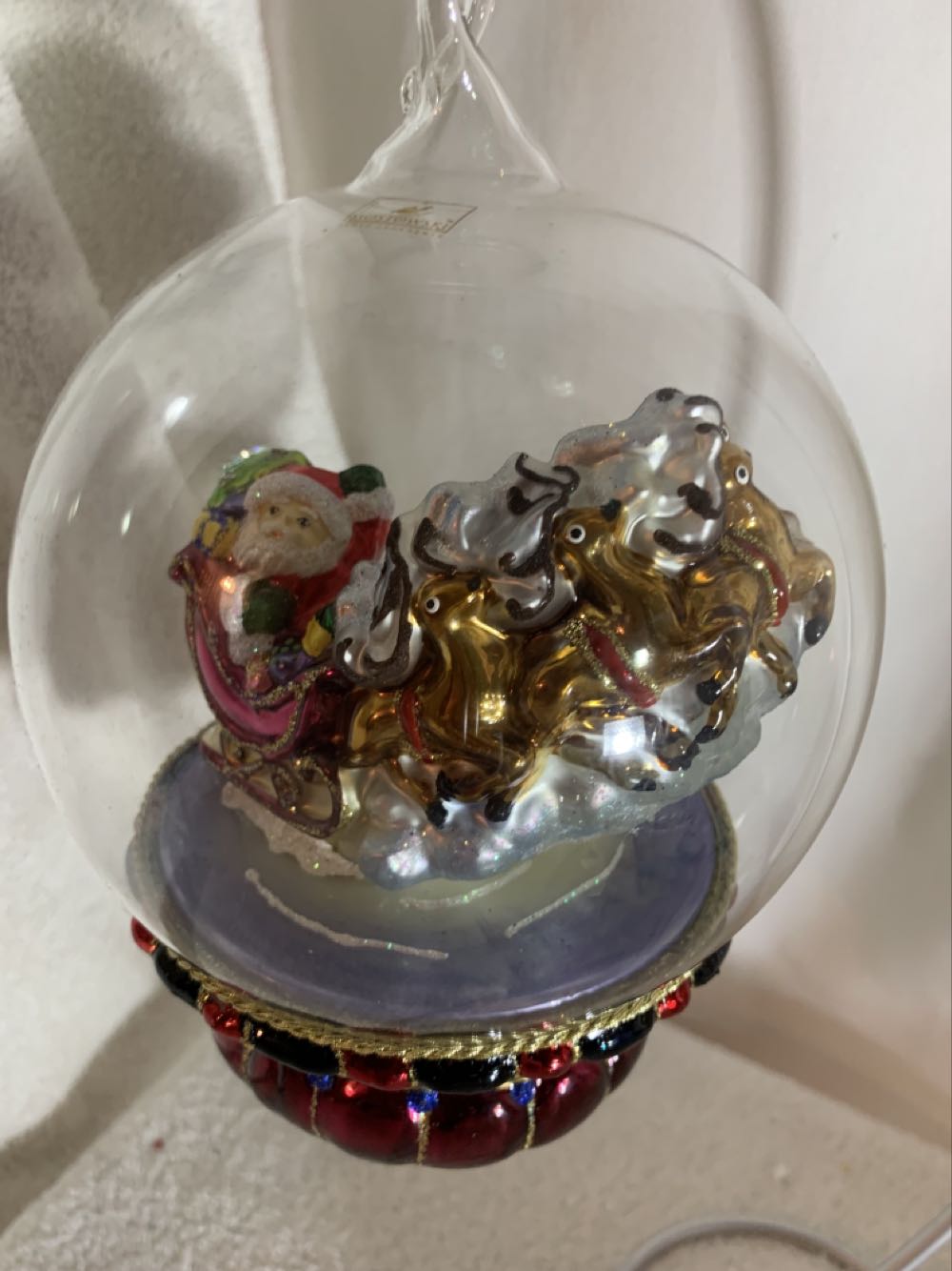 Santa Sled In Globe - Platinum Polonaise Heirlooms (Santa) ornament collectible - Main Image 2