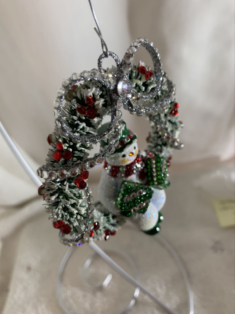 Welcome Chrristmas, Green: Red & Silver, Snowman  (Snowman) ornament collectible - Main Image 2