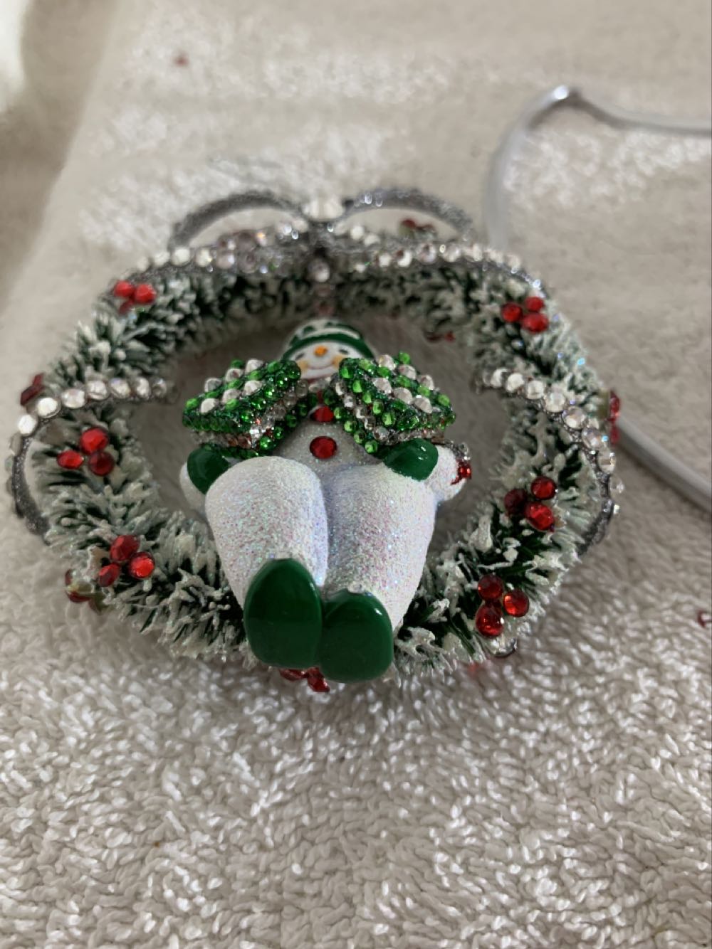 Welcome Chrristmas, Green: Red & Silver, Snowman  (Snowman) ornament collectible - Main Image 4