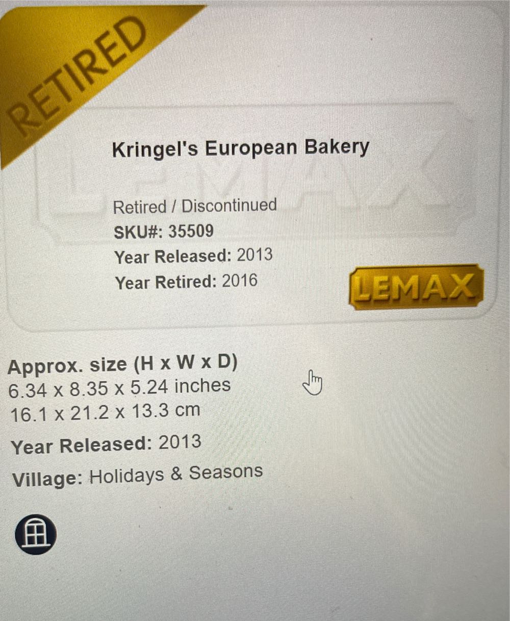 #35509 Kringle’s European Bakery Kit - Holidays & Seasons (Lighted Building) ornament collectible [Barcode 26143606] - Main Image 2