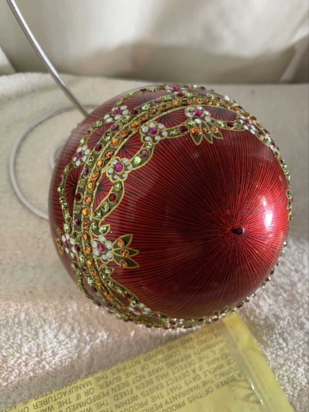 Red Ball wih Flowers & Ribbons  (Christmas Tree Ornament) ornament collectible - Main Image 4