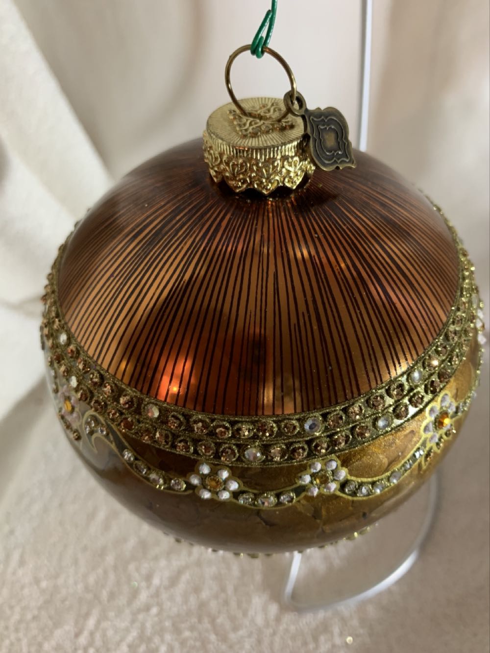 Gold Ball w/ Crystal Swag  (Christmas Tree Ornament) ornament collectible - Main Image 2