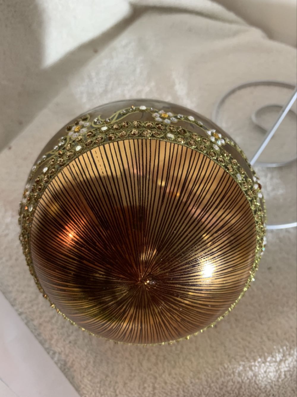 Gold Ball w/ Crystal Swag  (Christmas Tree Ornament) ornament collectible - Main Image 3