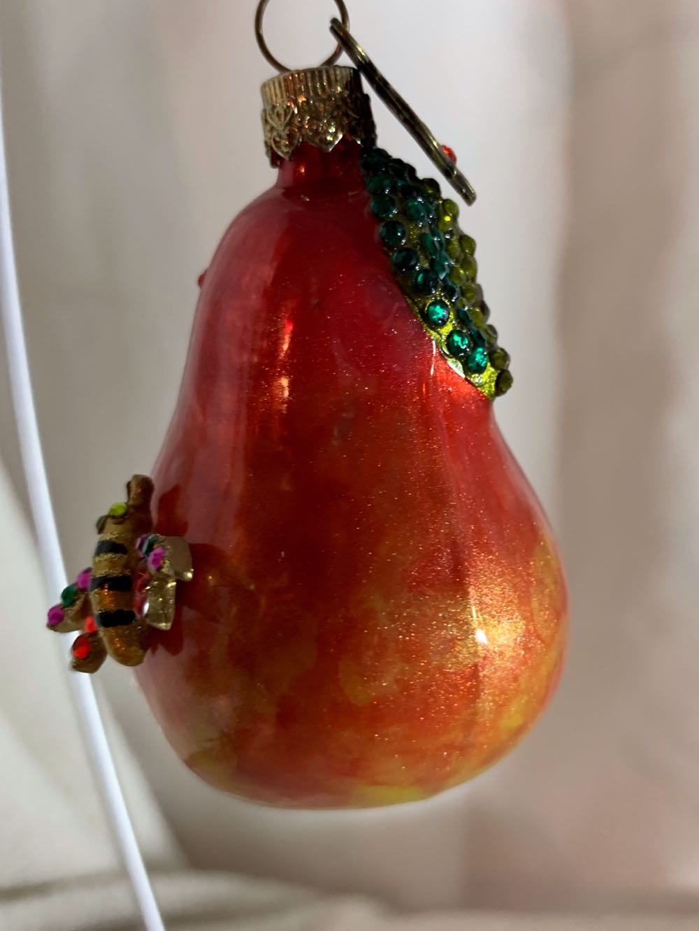 Pear w/ Bee & Leaf  (Christmas Tree Ornament) ornament collectible - Main Image 3
