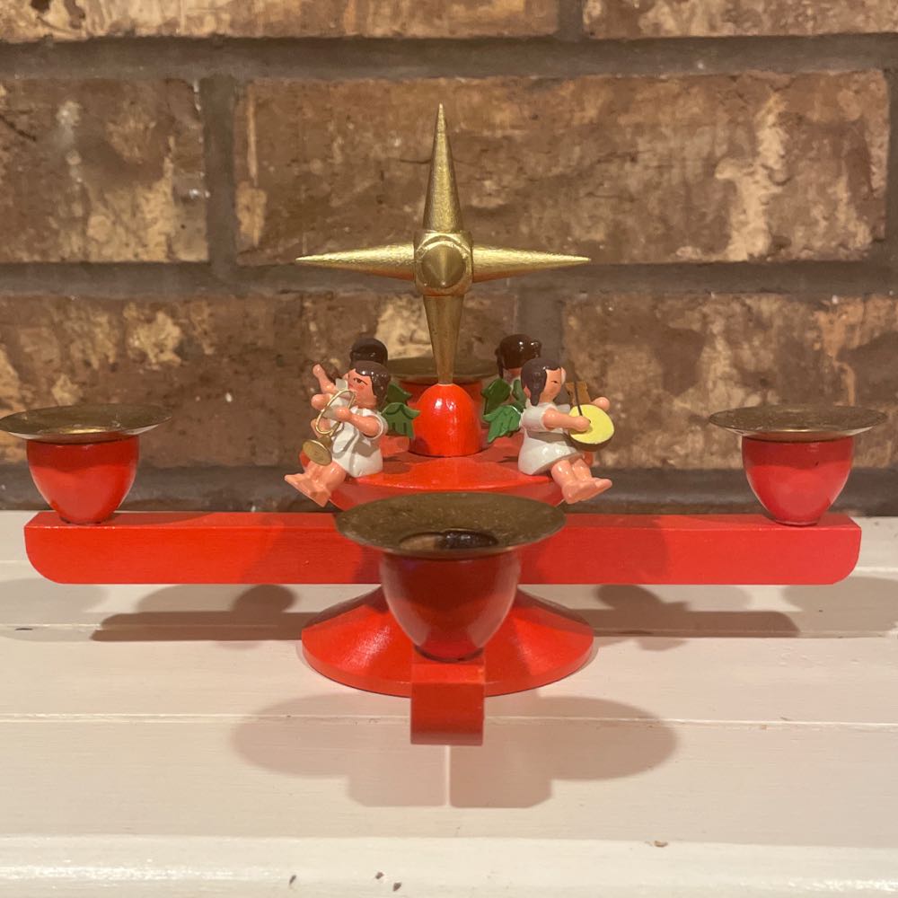 Erzgebirge Volkskunst Seiffen Red - Angel (Advent) ornament collectible - Main Image 2