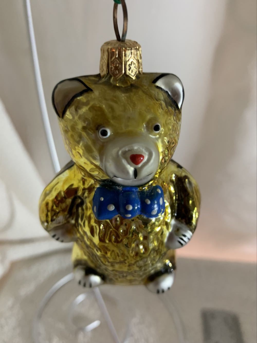 Gold Bear w/ Blue Bow  (Teddy Bears) ornament collectible - Main Image 2