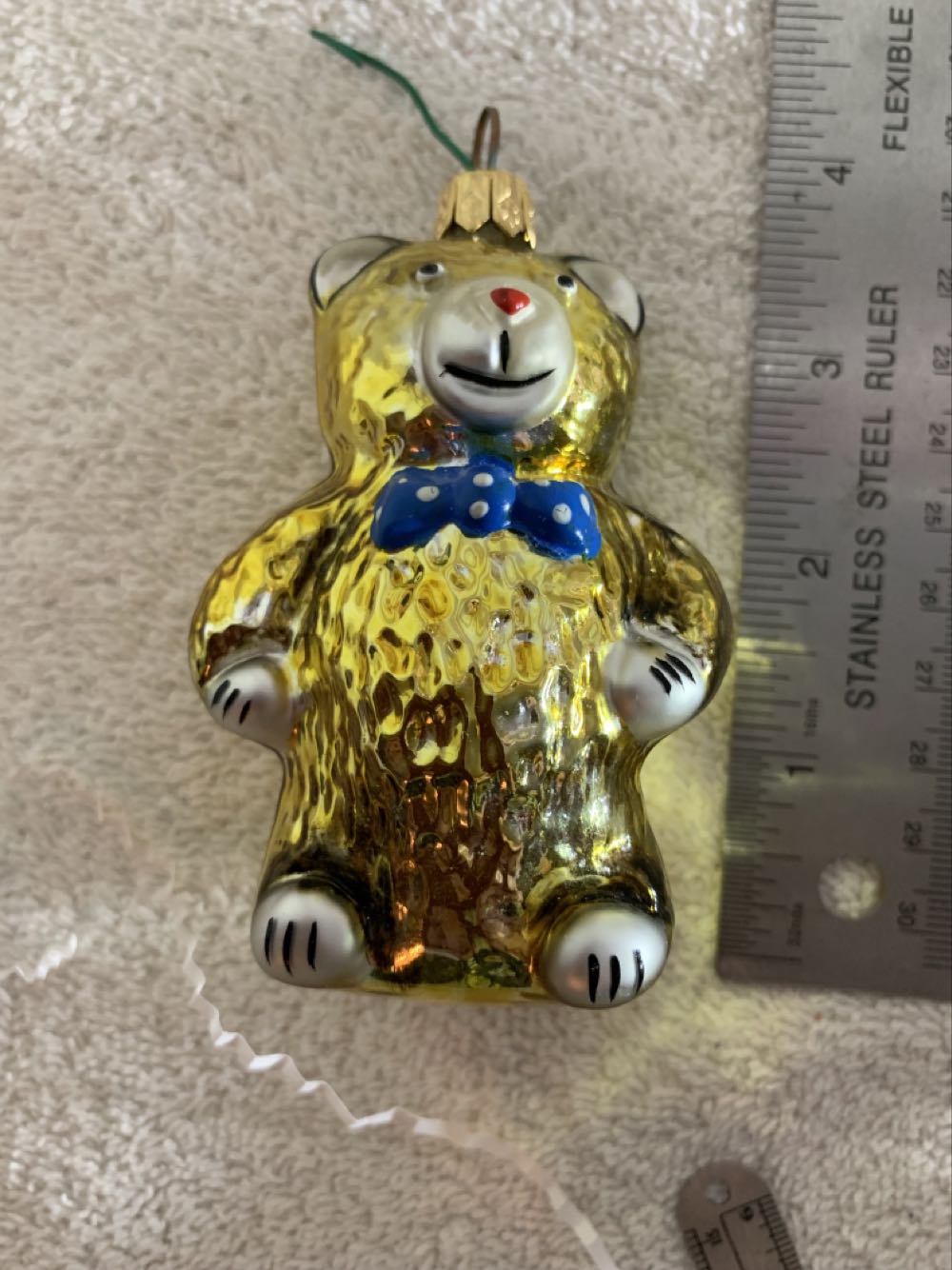 Gold Bear w/ Blue Bow  (Teddy Bears) ornament collectible - Main Image 3