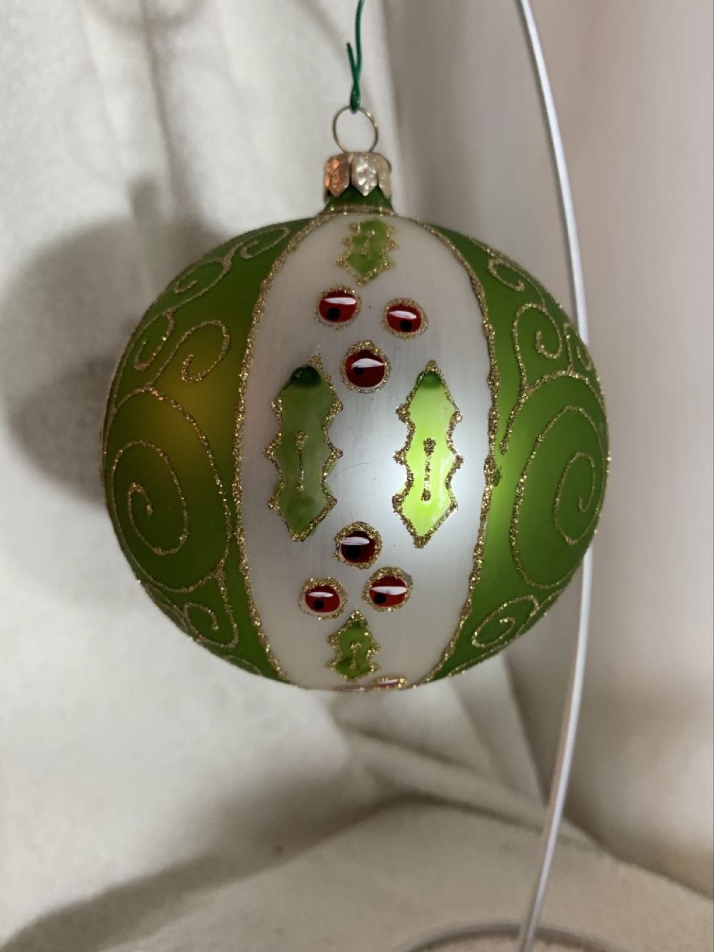 Holly On Green & White  ornament collectible - Main Image 2