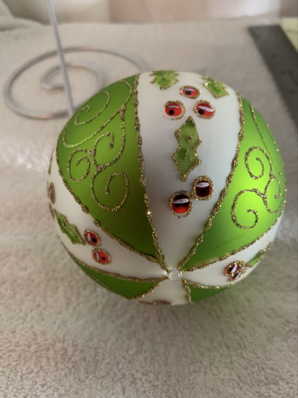 Holly On Green & White  ornament collectible - Main Image 4