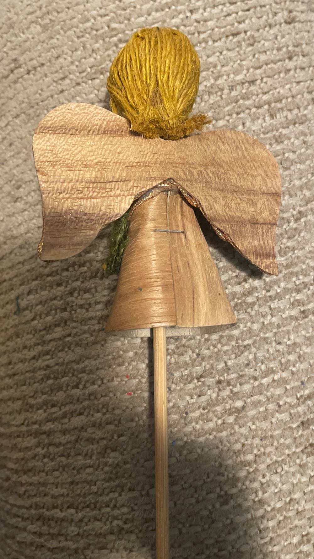 Floral Pick - Angel - Sage Green - Wood - Burlap - Angel (Floral Pick) ornament collectible - Main Image 2